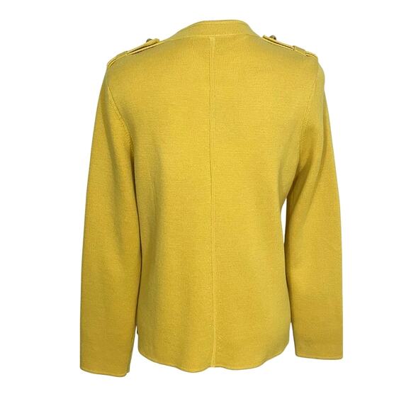 Talbots 100% Merino Wool Cardigan Sweater Military Band Jacket Mustard Womens M - Picture 4 of 9